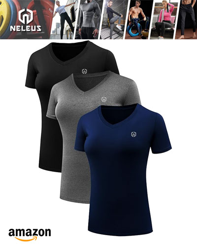 NELEUS Women's 3 Pack Compression Workout Athletic Shirt 