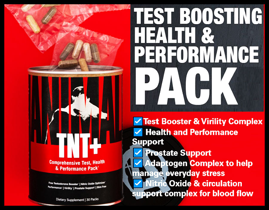 Universal Animal TNT+ - Comprehensive Test, Health & Performance Pack! Mens Health Support, Prostate Support, Adaptogen, Stress Support, & Nitric Oxide Booster!