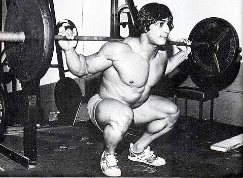 Danny Padilla performing a high bar squat - circa 1978