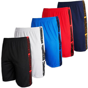 Real Essentials 3 & 5 Pack: Men's Mesh Athletic Performance Gym Shorts with Pockets