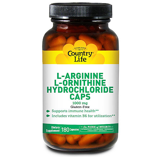 Country Life L-Arginine L-Ornithine Hydrochloride Caps