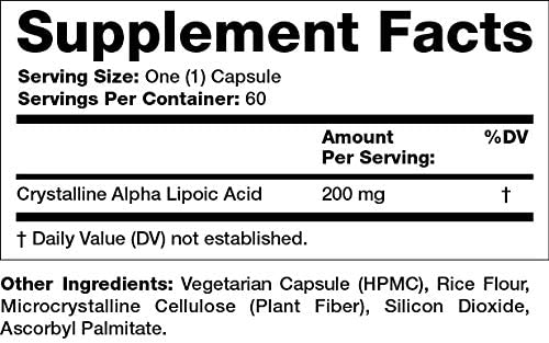 Olympian Labs Alpha Lipoic Acid Ingredient Listing