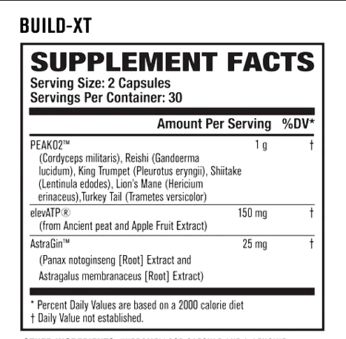 Jacked Factory Build-XT Ingredient Listing
